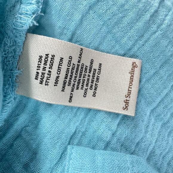 Soft Surroundings Womens Addison Gauze Big Shirt Size 3X Blue Cotton Button-Up - Picture 6 of 9